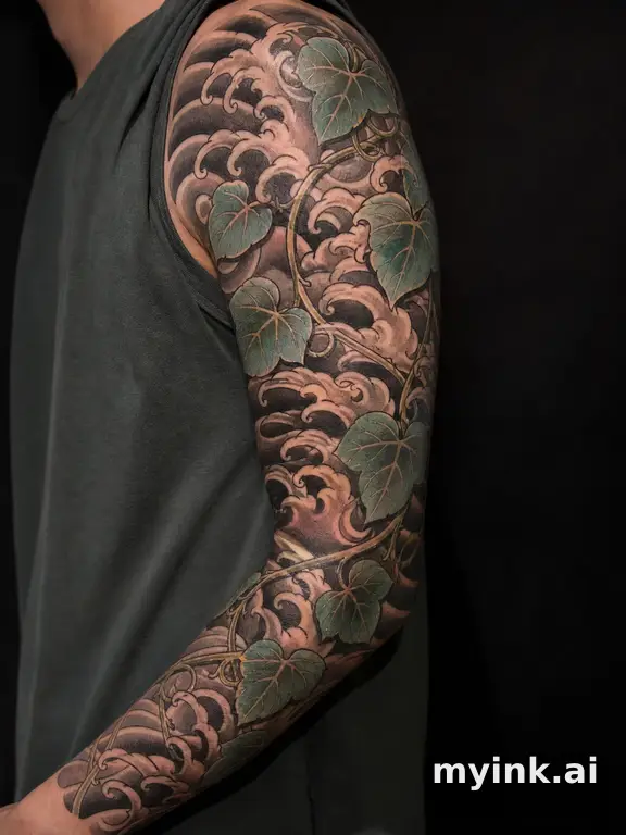 Vine with leaves — Japanese Tattoo Design reference image