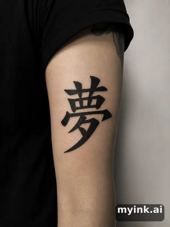 Chinese character 'ε€’' (dream) β Blackwork Tattoo Design reference image