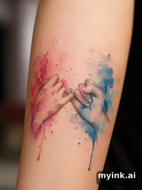 Two hands pinky promise β Watercolor Tattoo Design reference image
