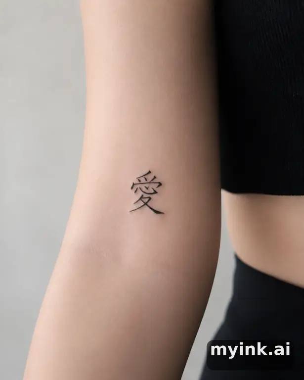 Chinese character '愛' (love) — Minimalist Tattoo Design reference image