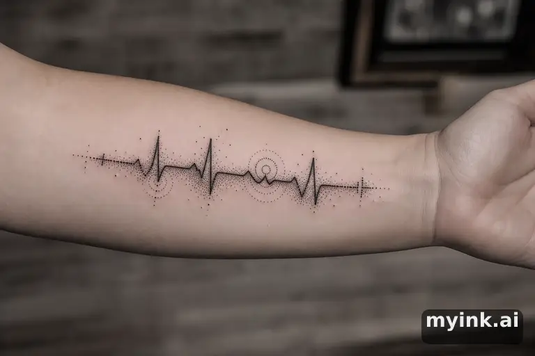 Heartbeat line — Dotwork Tattoo Design reference image
