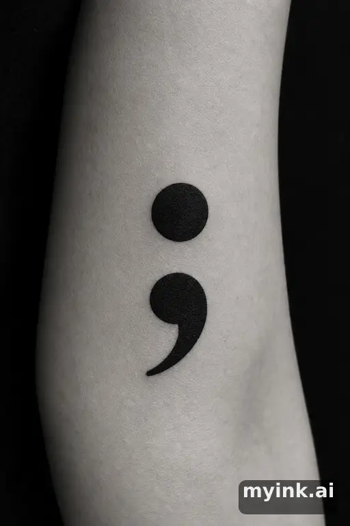 Semicolon symbol — Blackwork Tattoo Design reference image