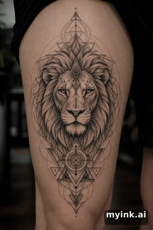Majestic lion — Geometric Tattoo Design reference image