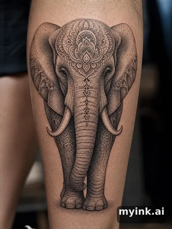 Elephant — Dotwork Tattoo Design reference image