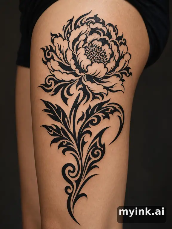 Peony flower β Tribal Tattoo Design reference image