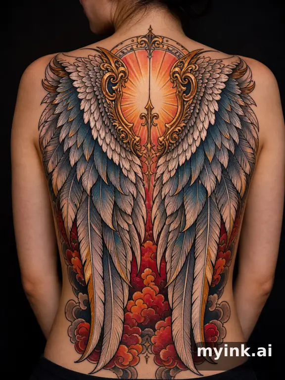 Angel wings β Neotraditional Tattoo Design reference image