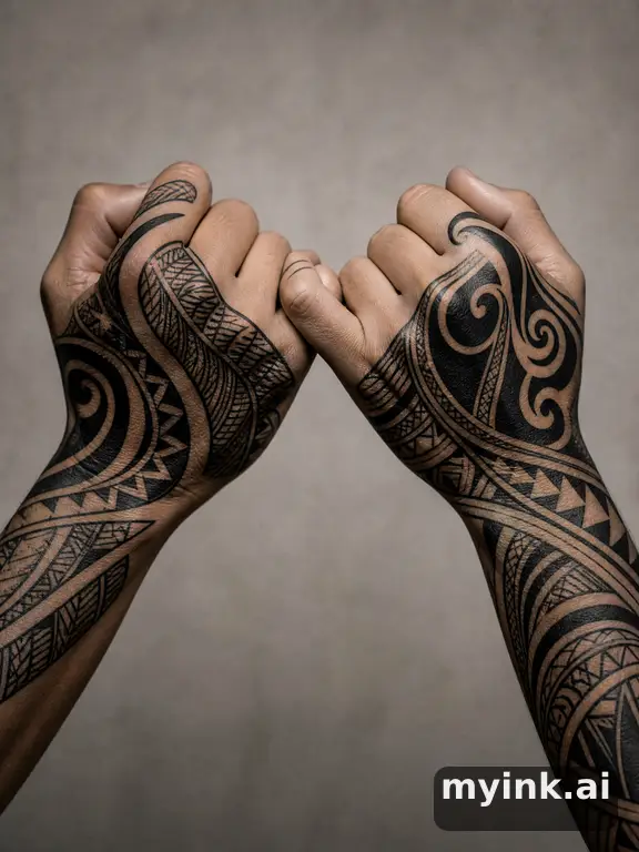 Two hands pinky promise — Tribal Tattoo Design reference image