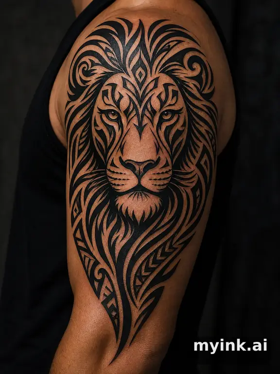Majestic lion — Tribal Tattoo Design reference image