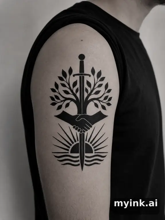 Meaningful vow tattoo concept with subtle symbols and aging-safe spacing — Blackwork Tattoo Design reference image