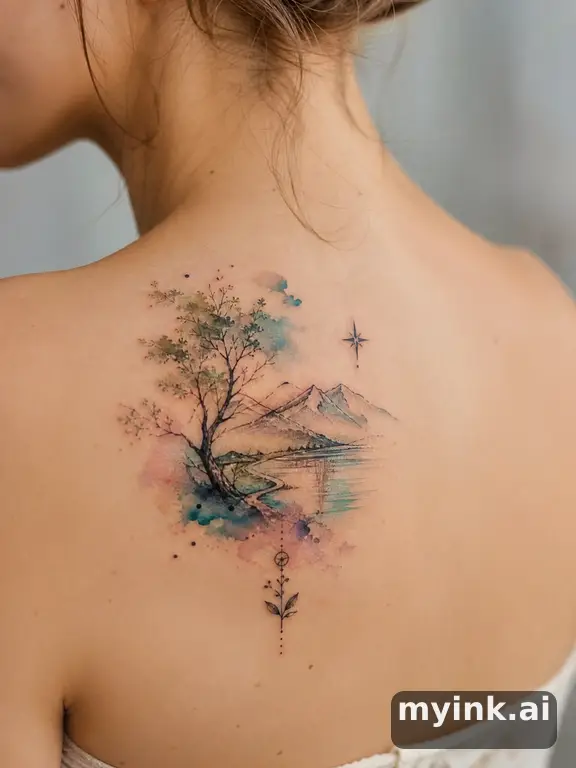 Meaningful vow tattoo concept with subtle symbols and aging-safe spacing — Watercolor Tattoo Design reference image