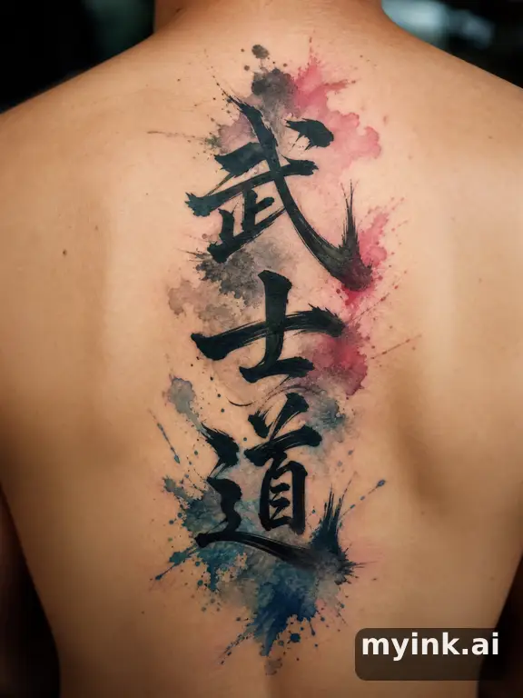Japanese kanji '武士道' (bushido) — Watercolor Tattoo Design reference image