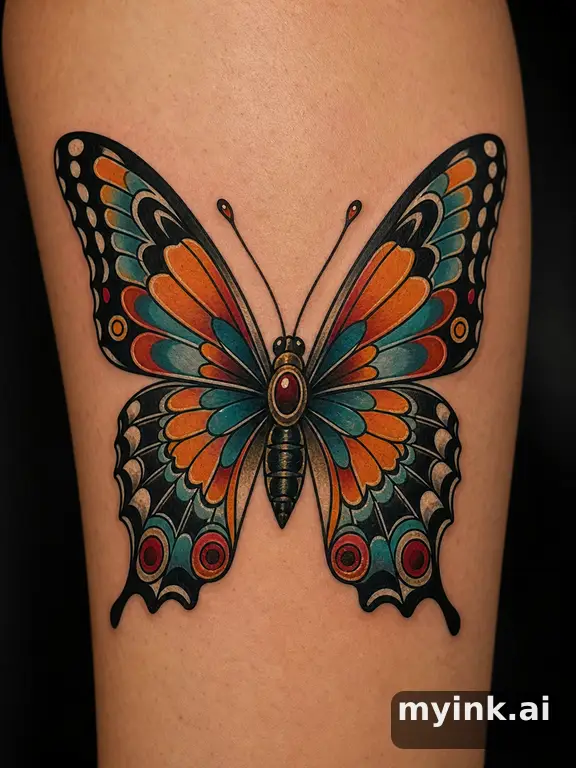 Butterfly — Neotraditional Tattoo Design reference image