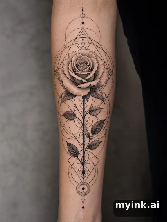 Blooming rose — Geometric Tattoo Design reference image