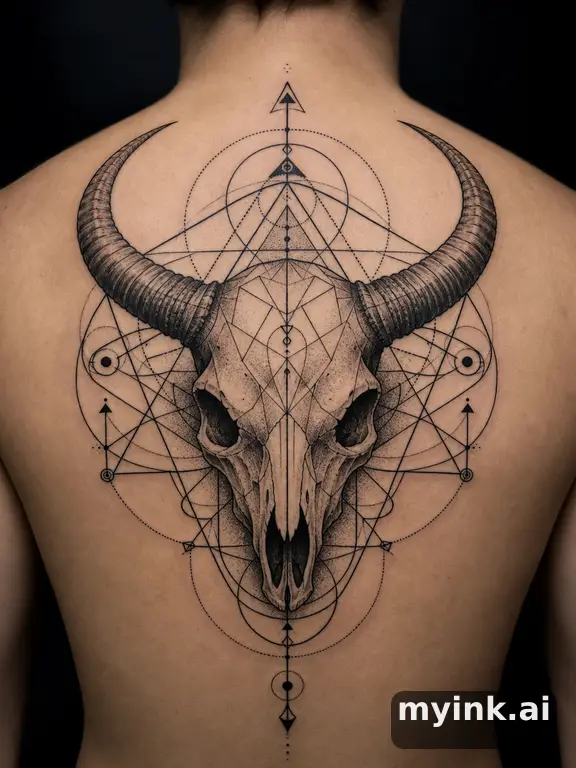Skull with horns — Geometric Tattoo Design reference image