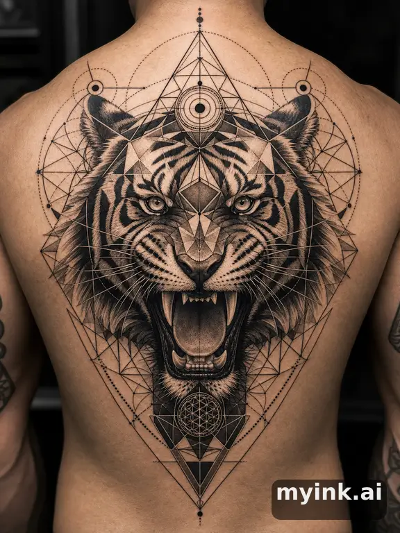 Roaring tiger — Geometric Tattoo Design reference image