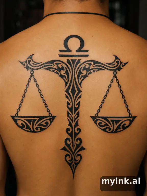 Libra scales symbol — Tribal Tattoo Design reference image