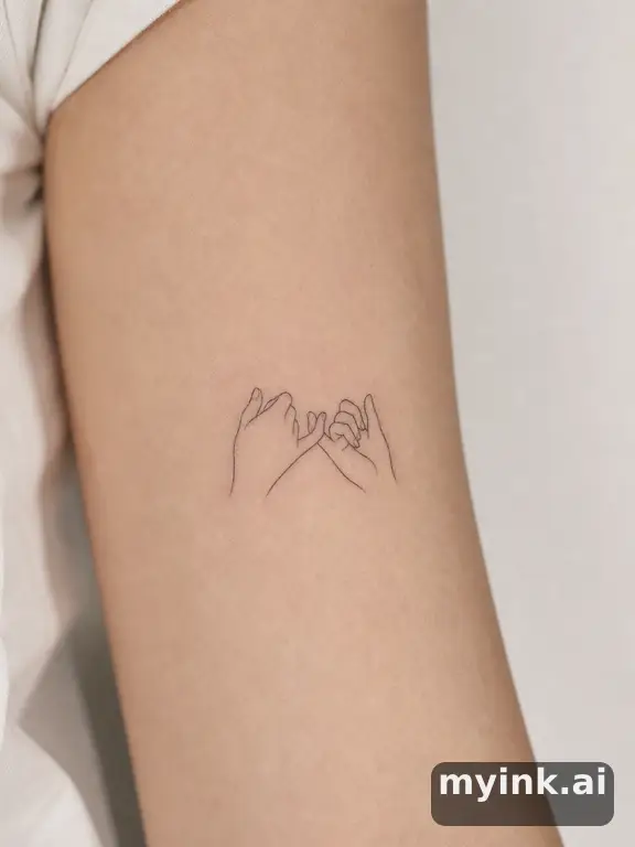 Two hands pinky promise — Minimalist Tattoo Design reference image