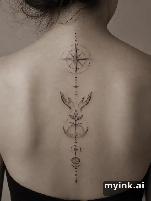 Meaningful vow tattoo concept with subtle symbols and aging-safe spacing — Dotwork Tattoo Design reference image