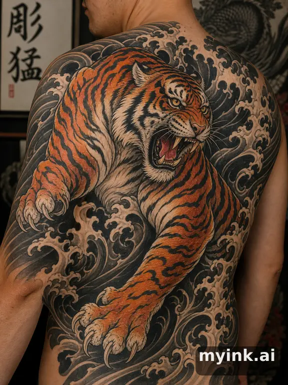 Roaring tiger — Japanese Tattoo Design reference image
