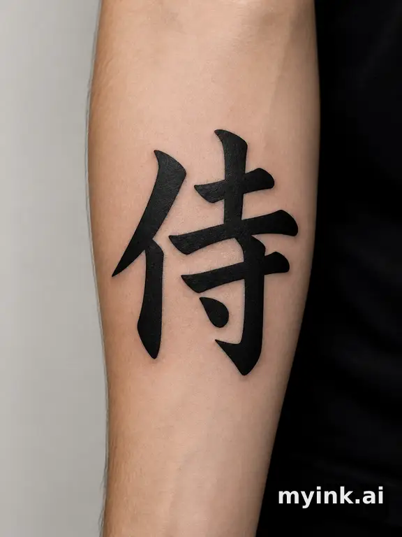 Japanese kanji '侍' (samurai) — Blackwork Tattoo Design reference image