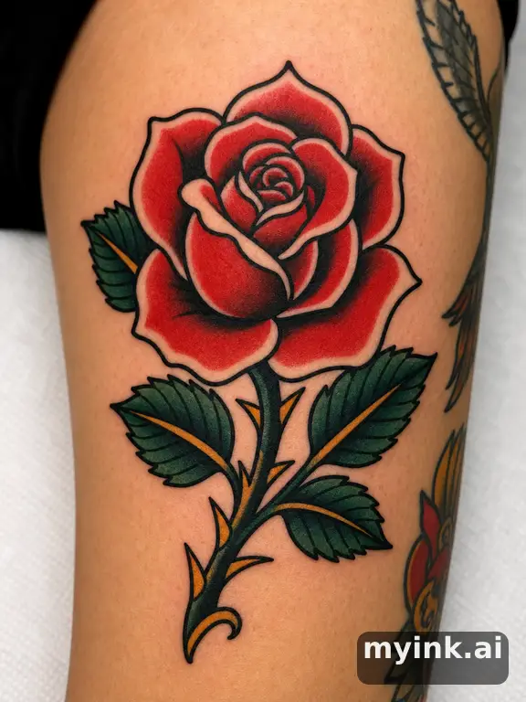 Blooming rose — Traditional Tattoo Design reference image
