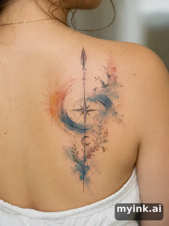 Meaningful vow tattoo concept with subtle symbols and aging-safe spacing — Watercolor Tattoo Design reference image