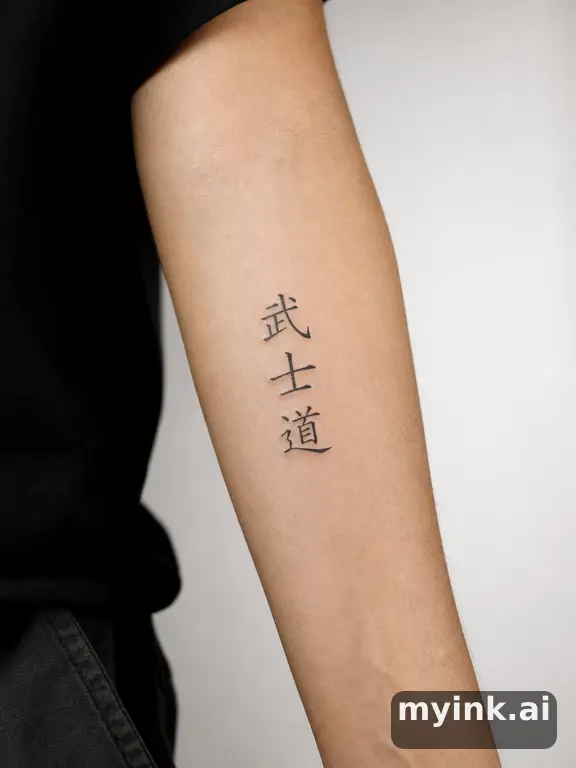 Japanese kanji '武士道' (bushido) — Minimalist Tattoo Design reference image