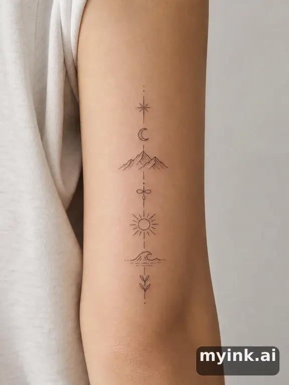 Meaningful vow tattoo concept with subtle symbols and aging-safe spacing — Minimalist Tattoo Design reference image