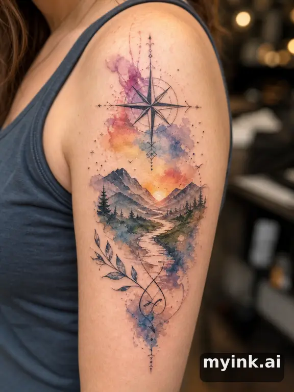 Meaningful vow tattoo concept with subtle symbols and aging-safe spacing — Watercolor Tattoo Design reference image