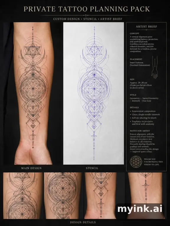 Private tattoo planning pack layout with main design — Geometric Tattoo Design reference image