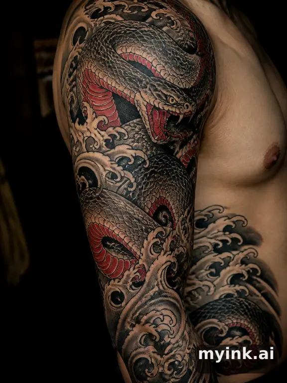 Coiled snake — Japanese Tattoo Design reference image