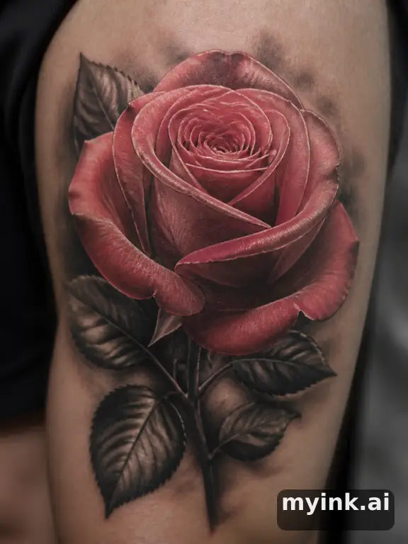 Blooming rose — Realistic Tattoo Design reference image