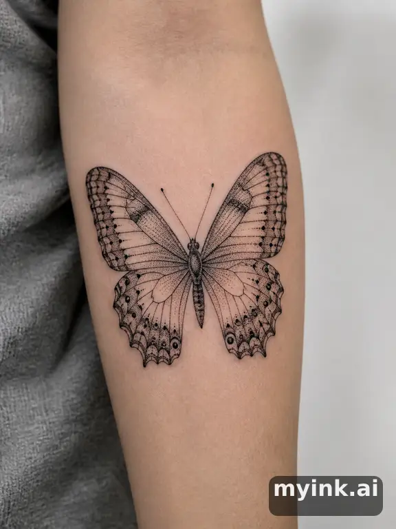 Butterfly — Dotwork Tattoo Design reference image