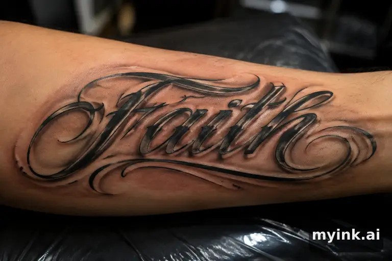 Word 'Faith' in calligraphy — Realistic Tattoo Design reference image
