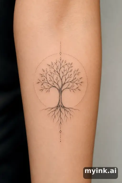Tree of life — Minimalist Tattoo Design reference image