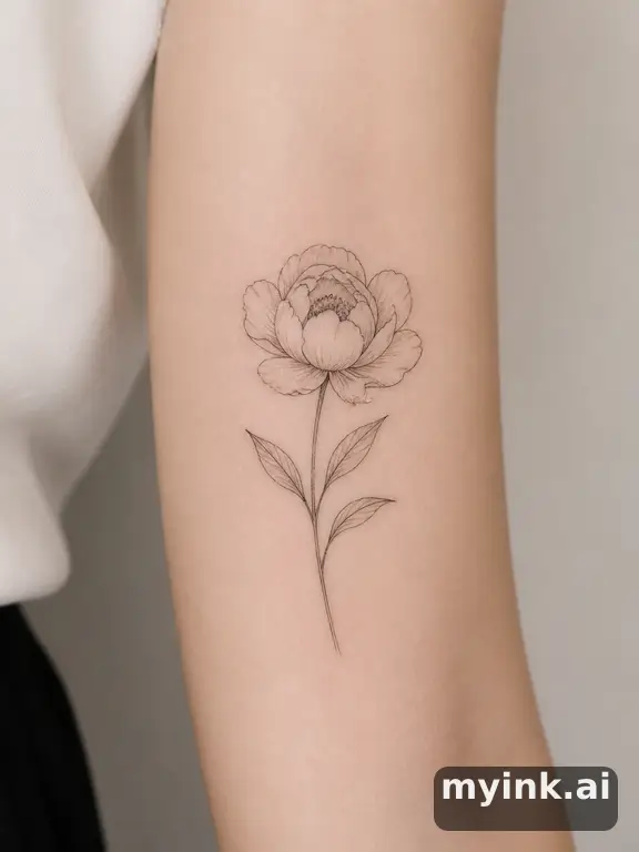 Peony flower — Minimalist Tattoo Design reference image