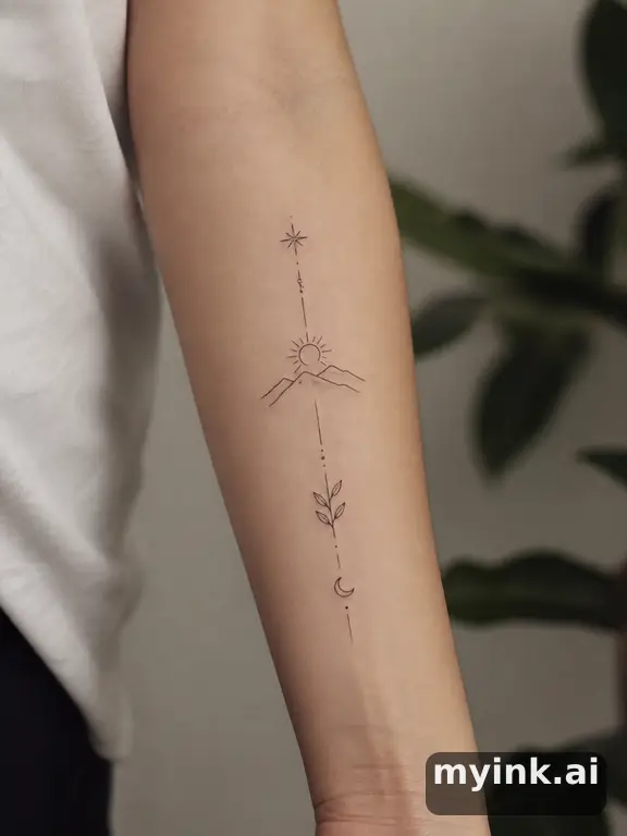 Meaningful vow tattoo concept with subtle symbols and aging-safe spacing — Minimalist Tattoo Design reference image