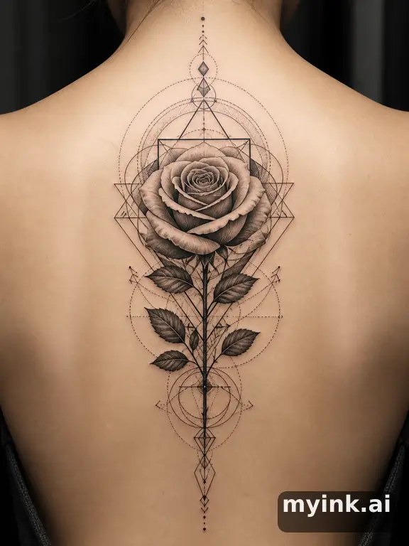 Blooming rose — Geometric Tattoo Design reference image