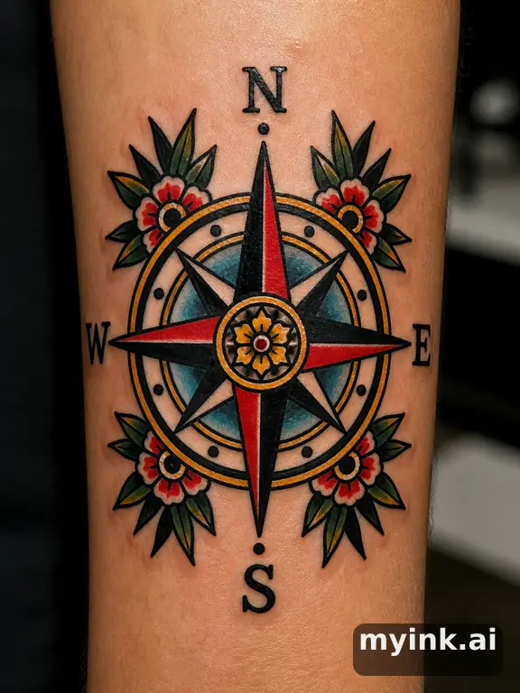 Compass rose — Traditional Tattoo Design reference image