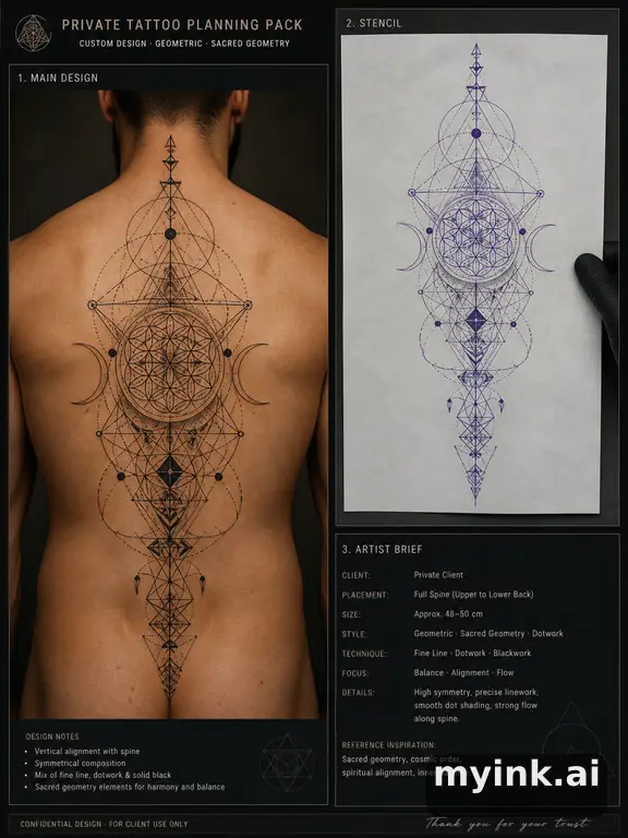 Private tattoo planning pack layout with main design — Geometric Tattoo Design reference image