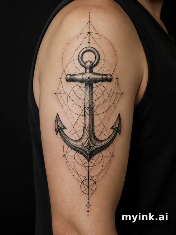 Anchor — Geometric Tattoo Design reference image