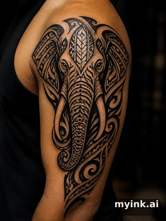 Elephant — Tribal Tattoo Design reference image