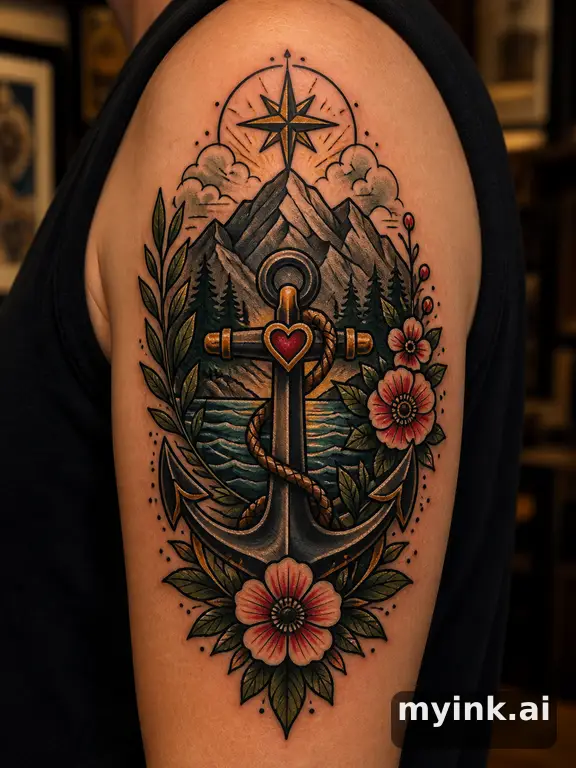 Meaningful vow tattoo concept with subtle symbols and aging-safe spacing — Neotraditional Tattoo Design reference image