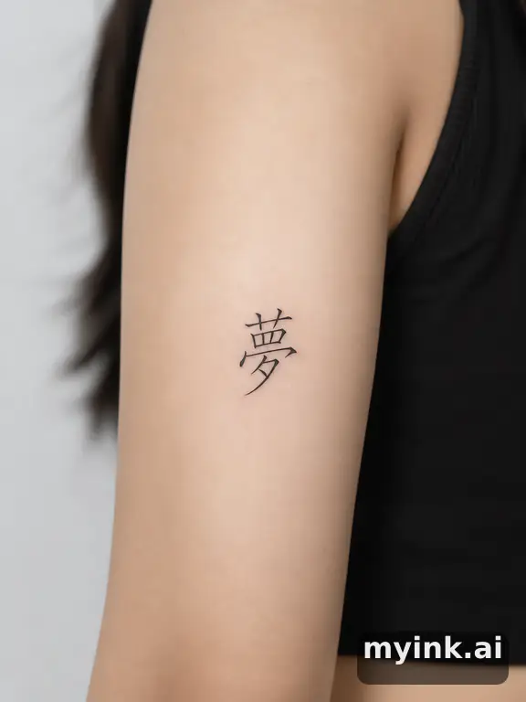 Chinese character '夢' (dream) — Minimalist Tattoo Design reference image