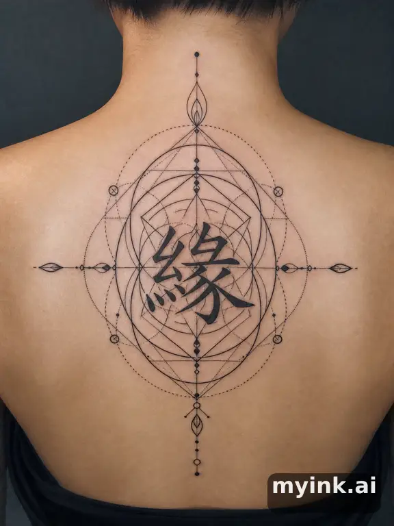 Chinese character '緣' (fate) — Geometric Tattoo Design reference image