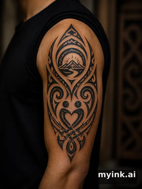 Meaningful vow tattoo concept with subtle symbols and aging-safe spacing — Tribal Tattoo Design reference image