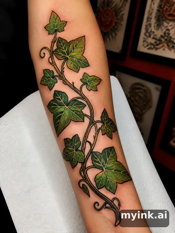 Vine with leaves — Neotraditional Tattoo Design reference image