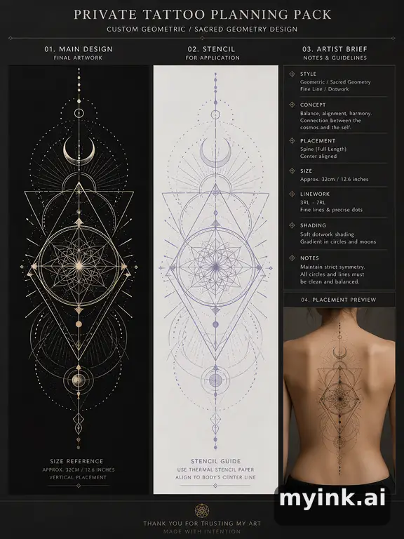 Private tattoo planning pack layout with main design — Geometric Tattoo Design reference image