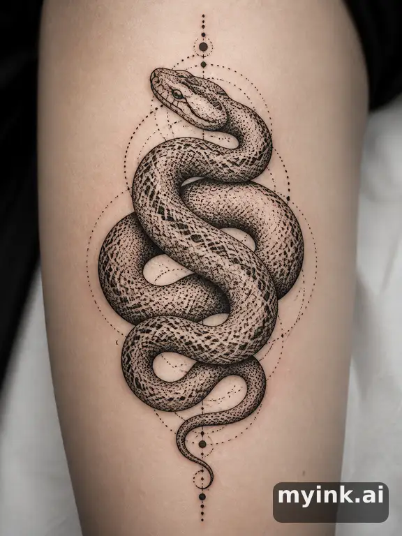 Coiled snake — Dotwork Tattoo Design reference image