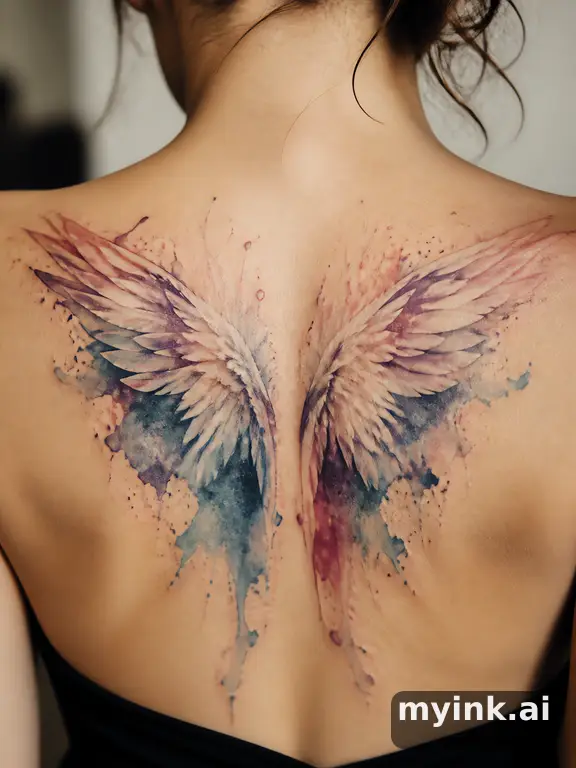 Angel wings — Watercolor Tattoo Design reference image